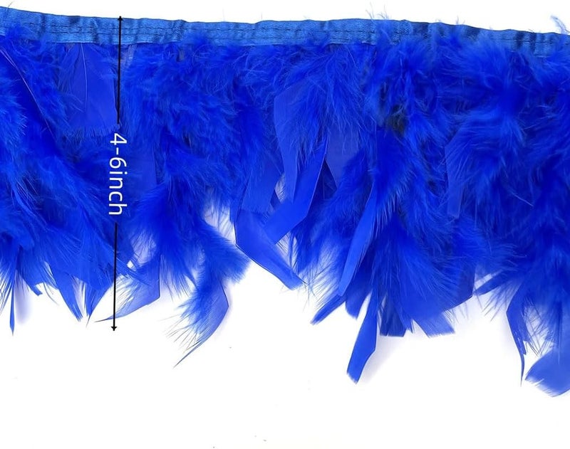 Shekyeon Turkey Feathers Fringe Trim for Party Clothing DIY Sewing Crafts Decoration Pack of 2 Yards (Royal Blue) - Image 3